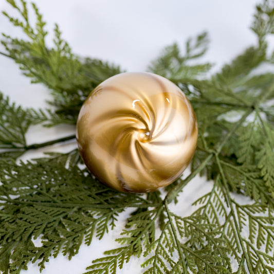 4" Gold Swirl Glass Ornament (CLR)