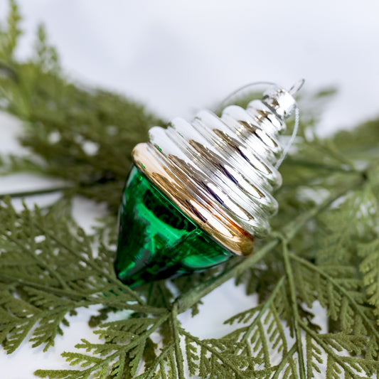 Green Gold Silver Glass Ornament Assorted (CLR)