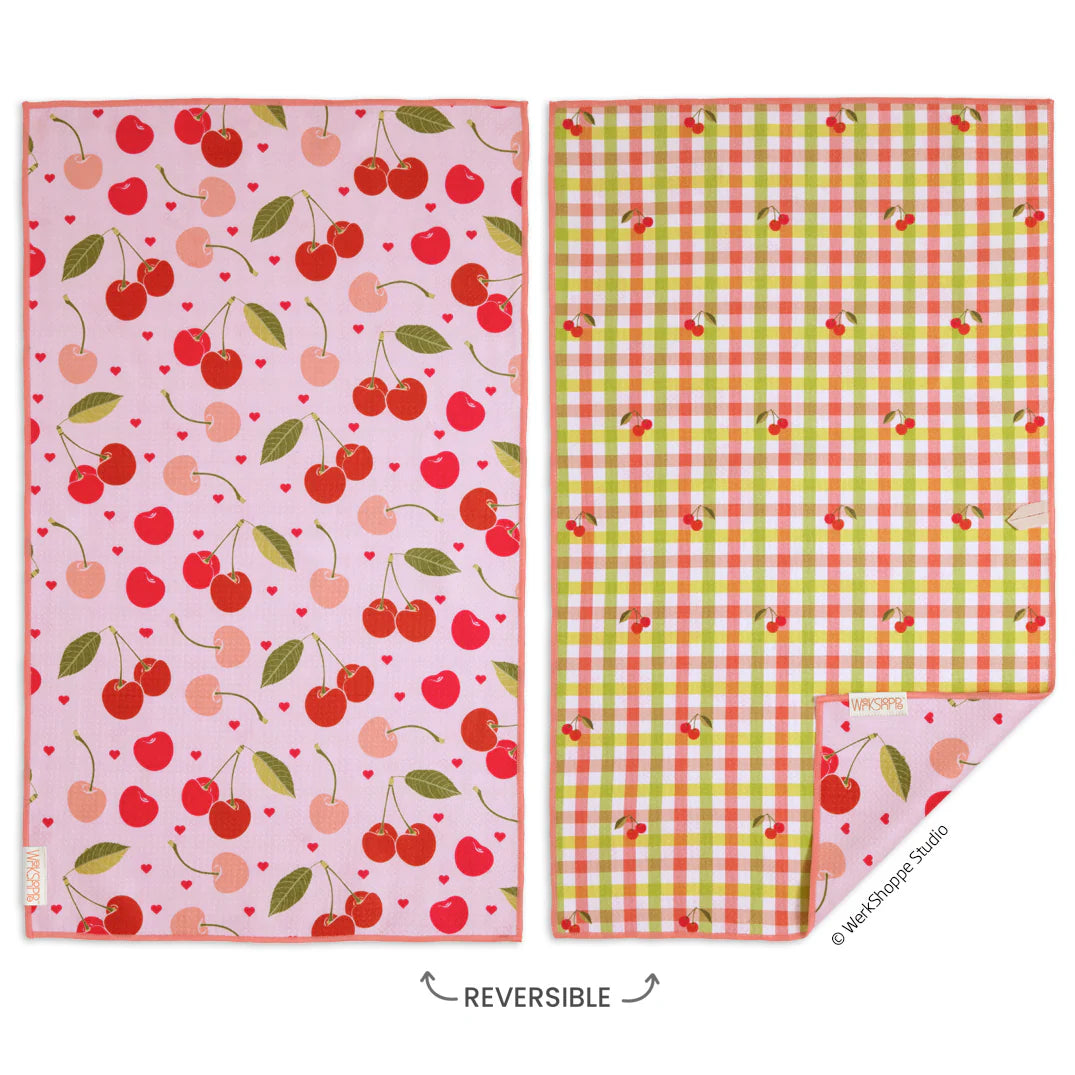 Cherry Hearts Microfiber Dishtowel