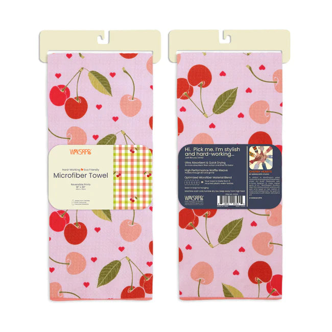 Cherry Hearts Microfiber Dishtowel