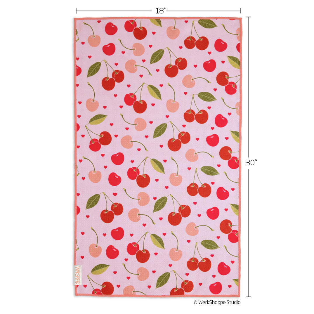 Cherry Hearts Microfiber Dishtowel