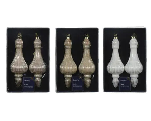 7" Finial Glass Set of 2, Assorted