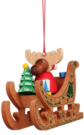 Moose In A Sled Ornament
