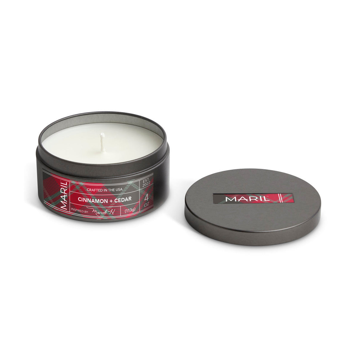 Cinnamon + Cedar Maril Travel Candle (CLR)