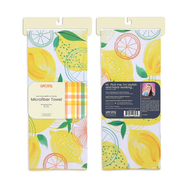 Lemon Plaid Microfiber Dishtowel