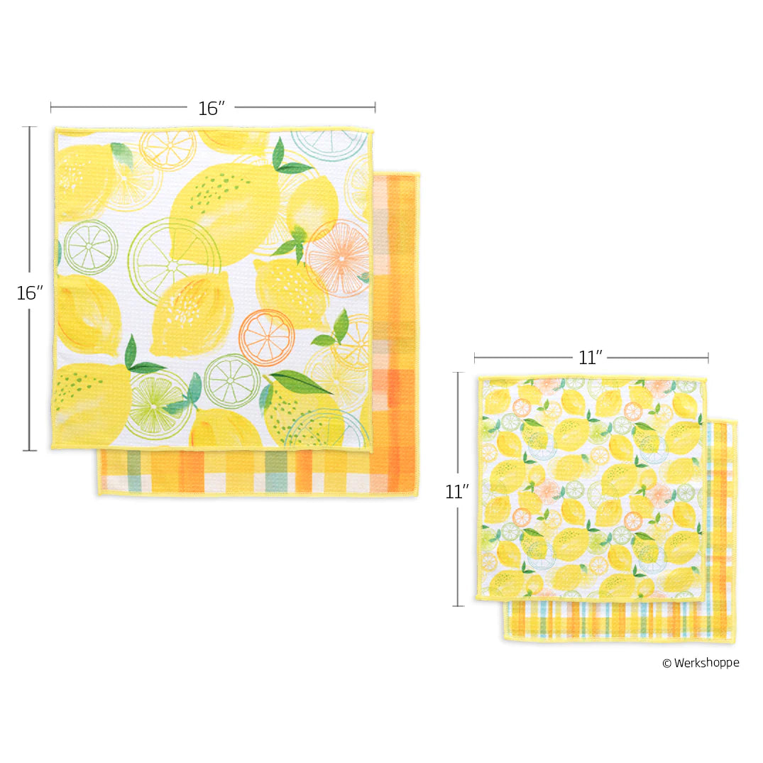 Lemon Plaid Set of 4 Towels