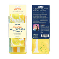Lemon Plaid Set of 4 Towels