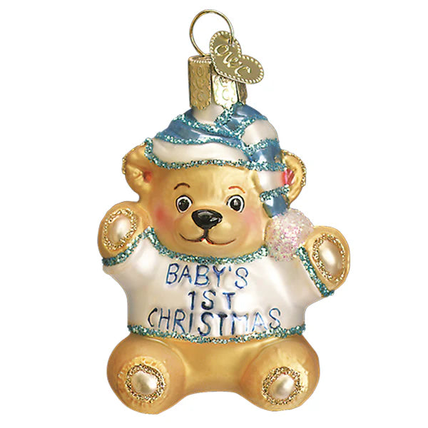 Baby Boys First Teddy Bear - Old World Christmas Ornament