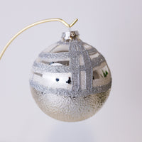 4" Silver Plaid Glass Ornament Assorted