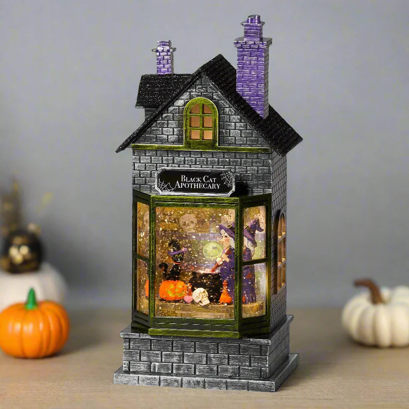 10.5" Potion Shop with Witch Swirl Waterglobe