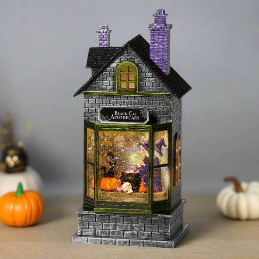 10.5" Potion Shop with Witch Swirl Waterglobe