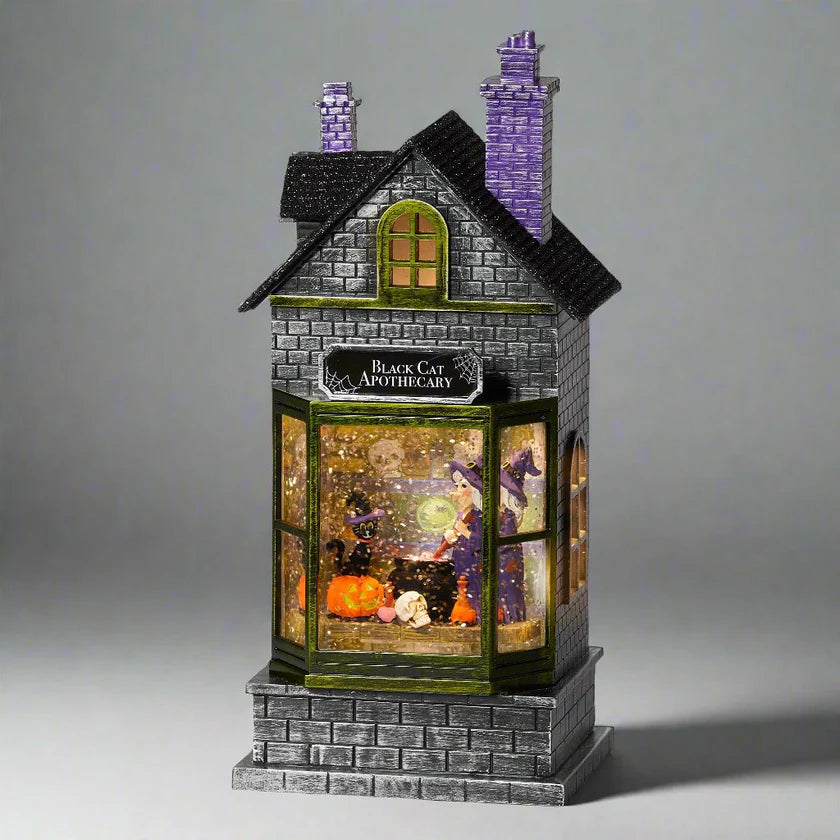 10.5" Potion Shop with Witch Swirl Waterglobe
