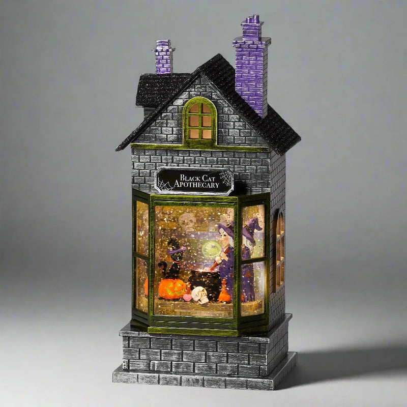 10.5" Potion Shop with Witch Swirl Waterglobe