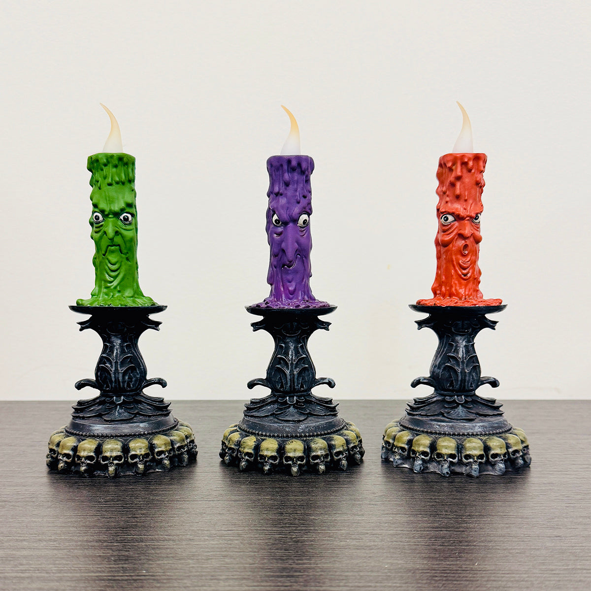 9" LED Ghost Face Candle Assorted