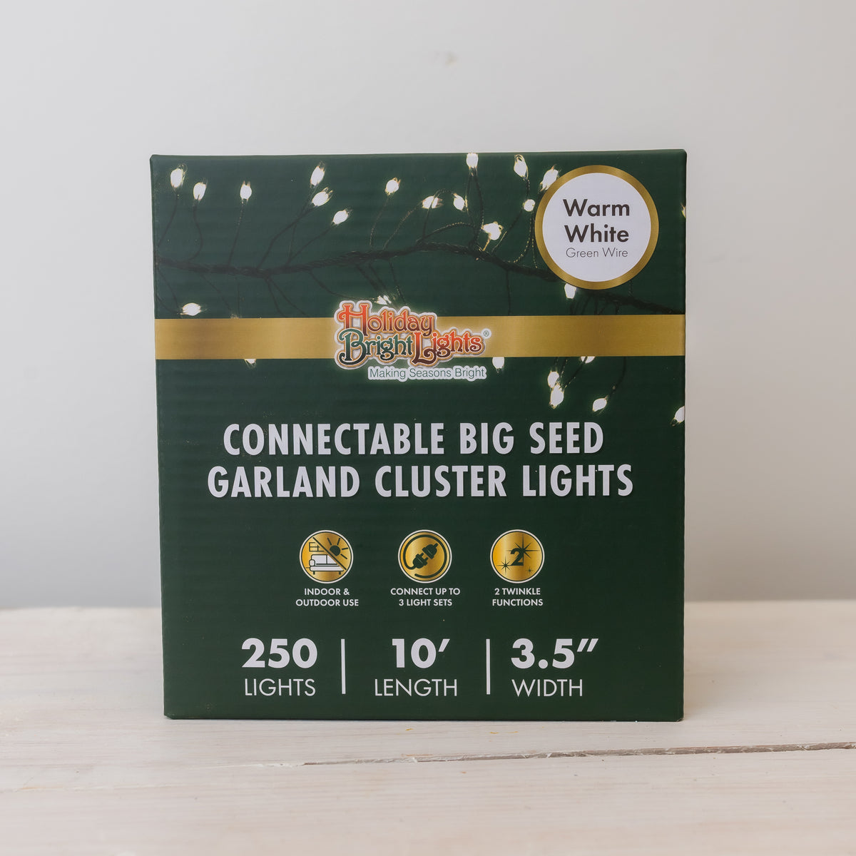 10.3' 250 Green/Warm Twinkle Big Seed Vine Cluster Connectable Lights