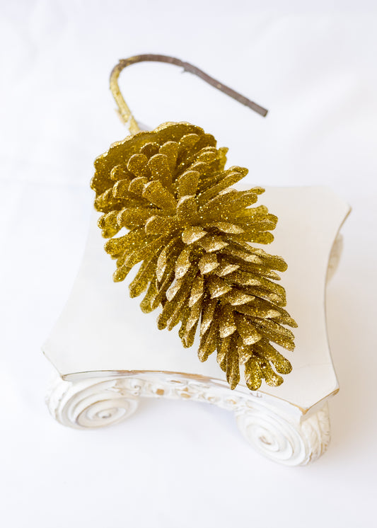 18" Glitter Gold Pinecone Pick (CLR)