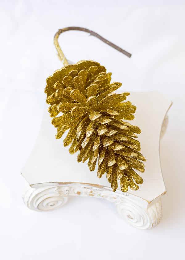 18" Glitter Gold Pinecone Pick (CLR)