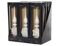 14" White Treetop Finial/Snowflake Glass, Assorted