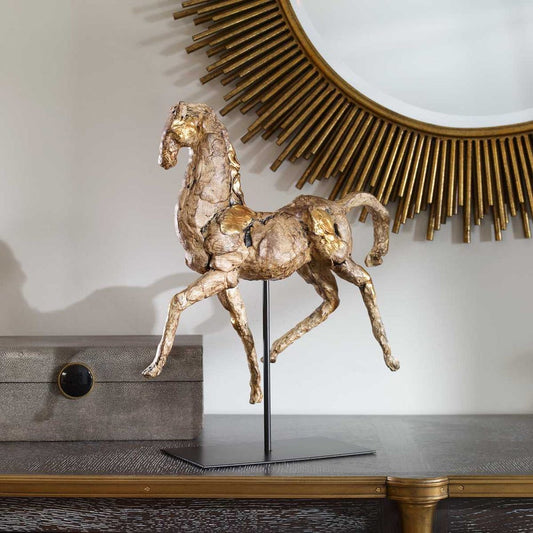 17" Caballo Dorado Horse Sculpture