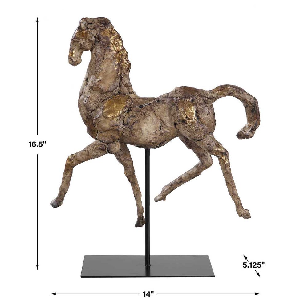 17" Caballo Dorado Horse Sculpture