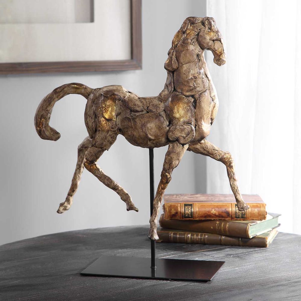 17" Caballo Dorado Horse Sculpture