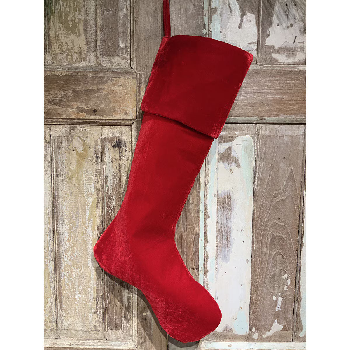 25" Red Vintage French Velvet Stocking