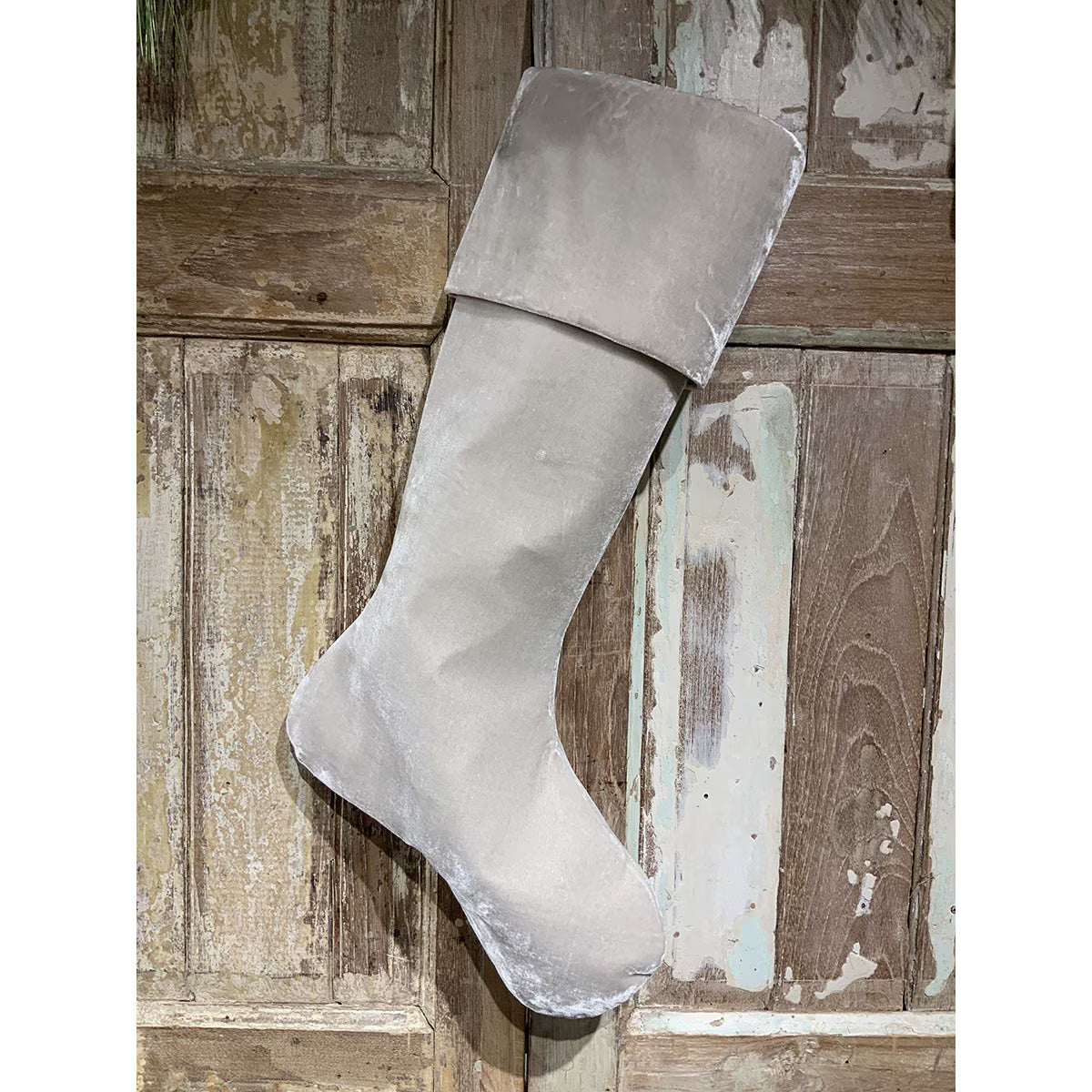 25" White Vintage French Velvet Stocking