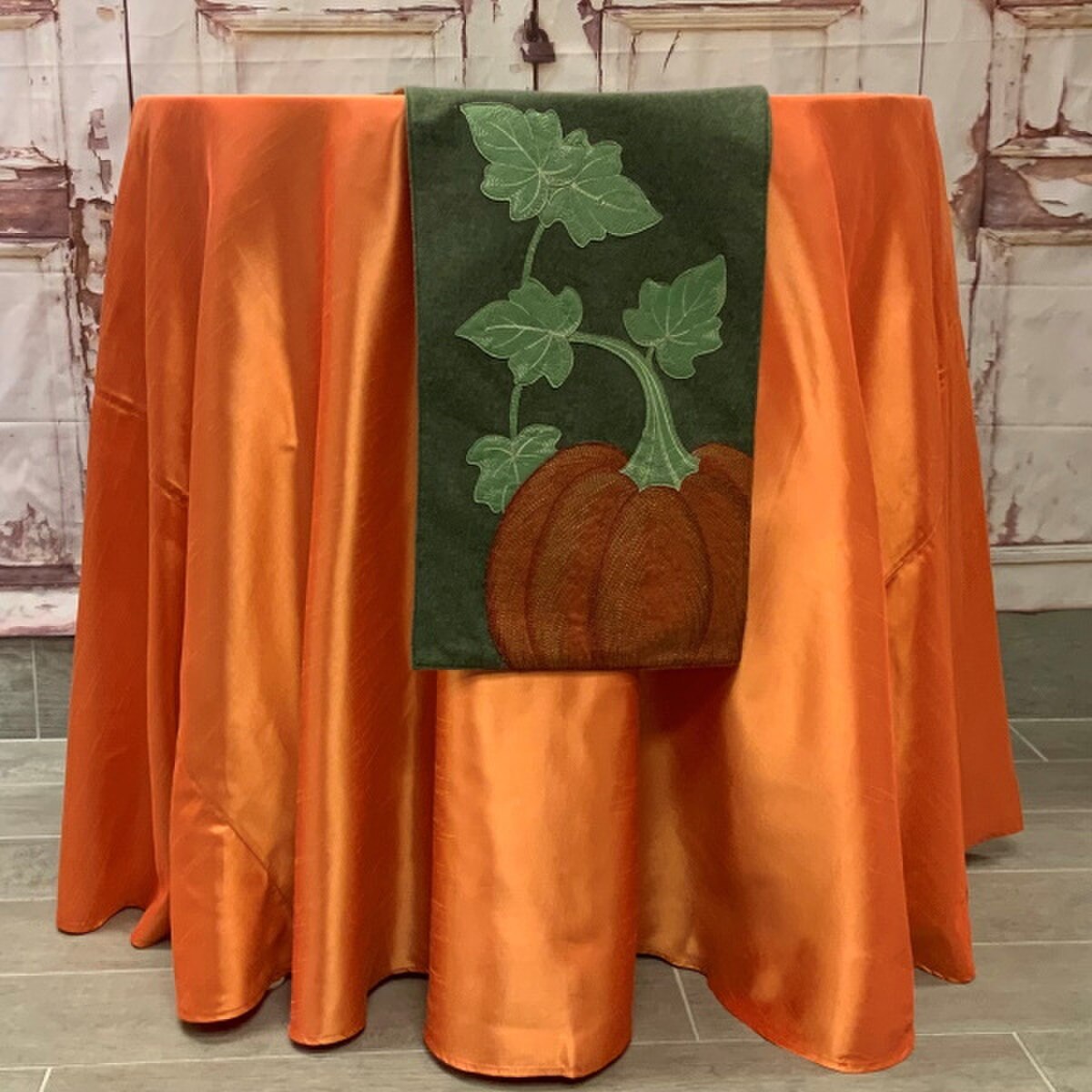 13"X72" Green/Orange Pumpkin Felt Runner