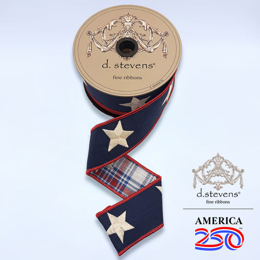 2"X10Yd Taffeta Plaid With Stars Ribbon