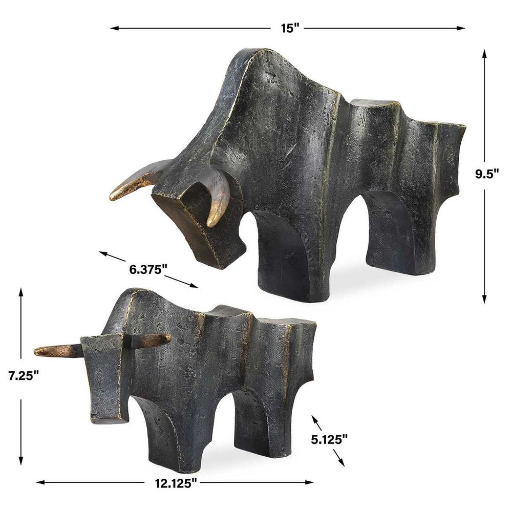 Regal Bull Dark Bronze Sculpture - Large