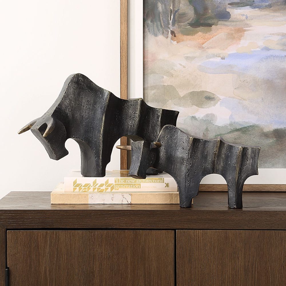 Regal Bull Dark Bronze Sculpture - Large