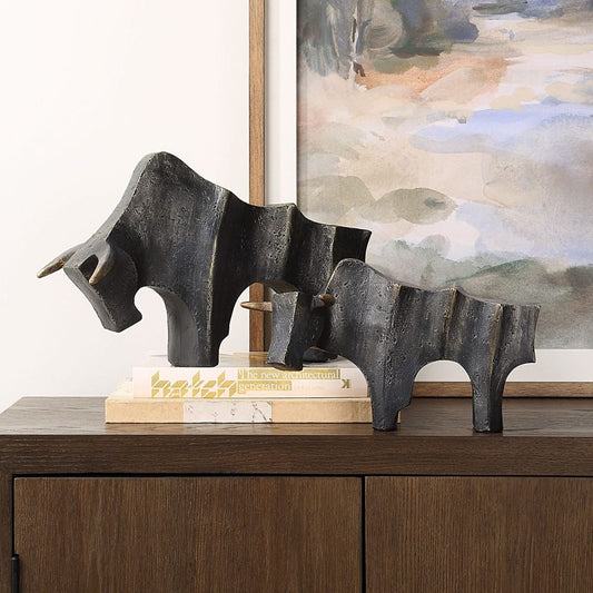 Regal Bull Dark Bronze Sculpture - Small