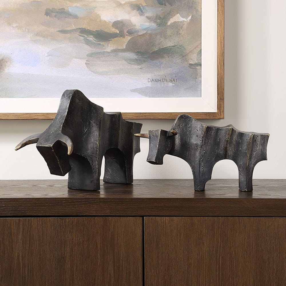 Regal Bull Dark Bronze Sculpture - Large