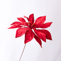 22" Deep Red Velvet Poinsettia Spray