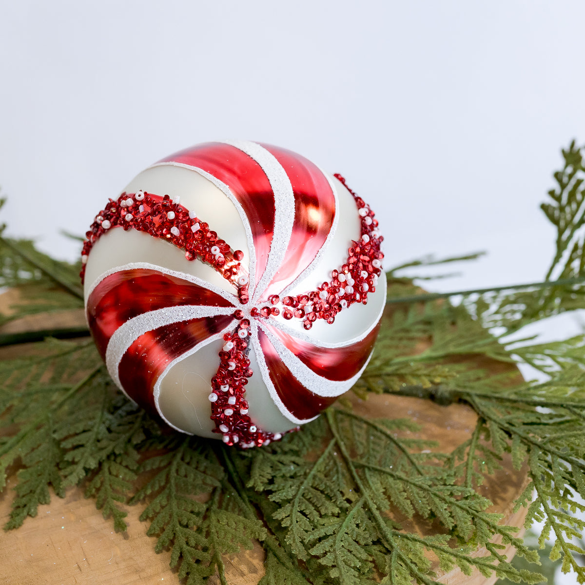 4" Candy Cane Stripes Glass Ornament (CLR)