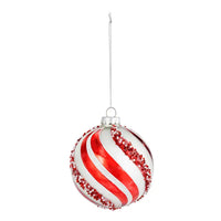 4" Candy Cane Stripes Glass Ornament (CLR)