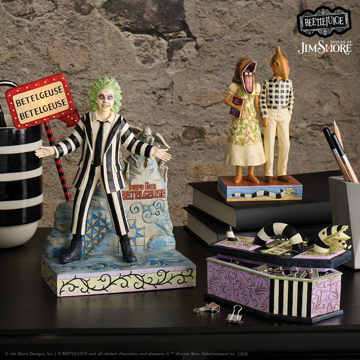 Jim Shore Beetlejuice Adam & Barbara Scary Masks