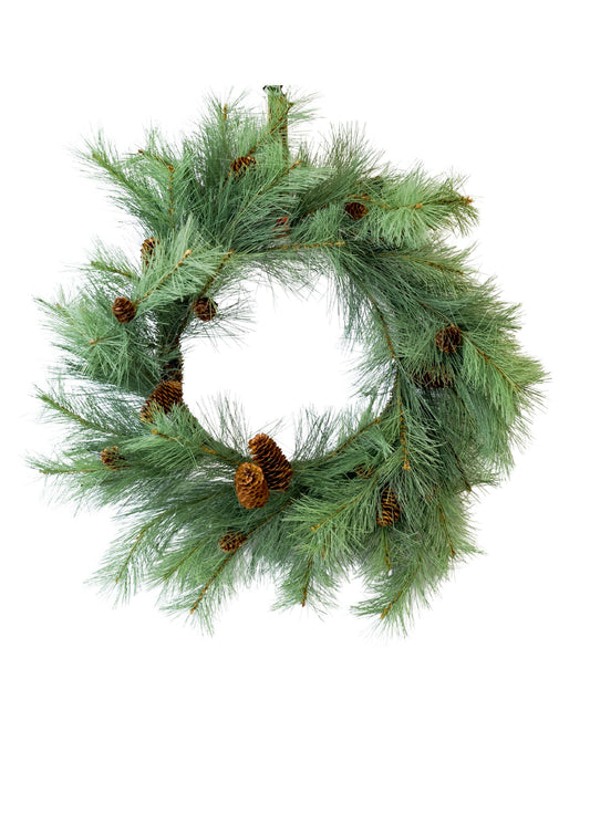24" Pine Wreath with Cones (CLR)