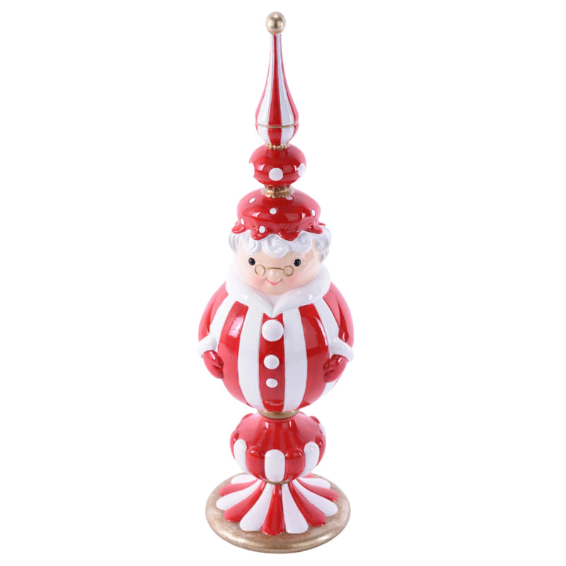 17" Mrs Claus Red White Finial Christmas Tabletop