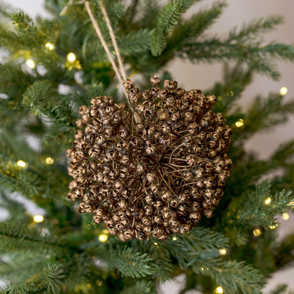 6" Gold Berry Ball Ornament