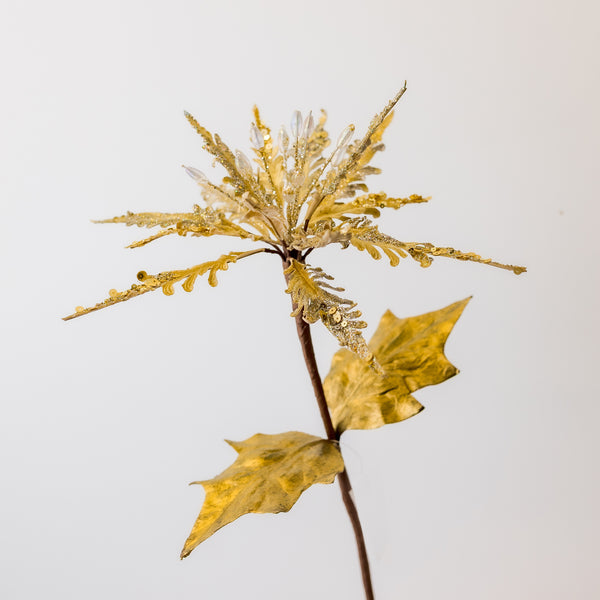 22" Glitter Gold Champagne Poinsettia Pick (CLR)