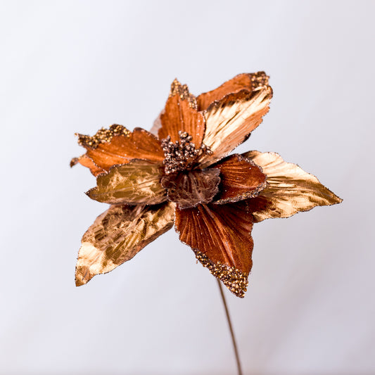 22" Metallic Brown Poinsettia Spray