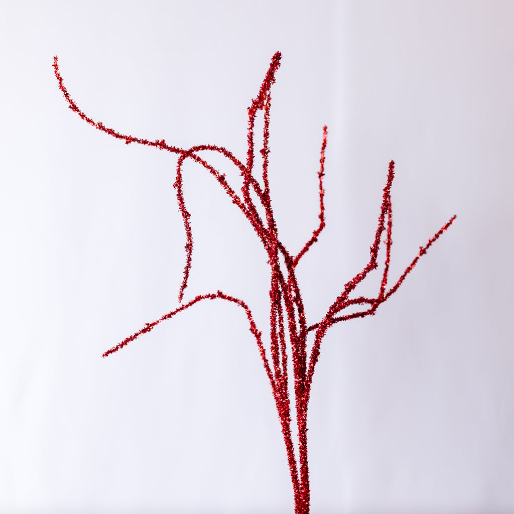 40" Red Glitter Twig Branch