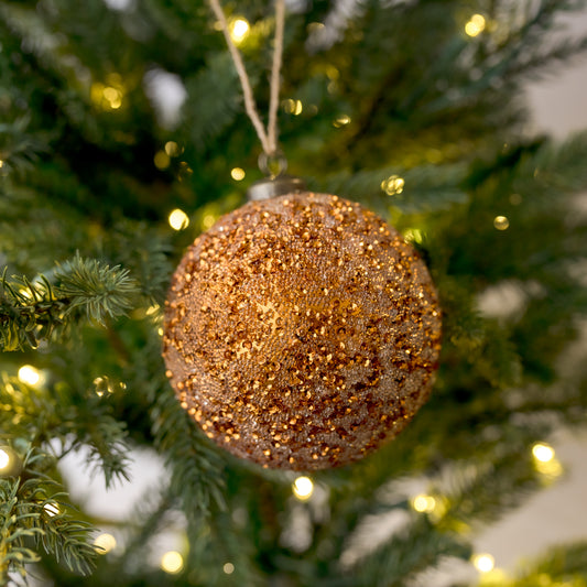 4" Glitter Sequin Copper Ball Ornament