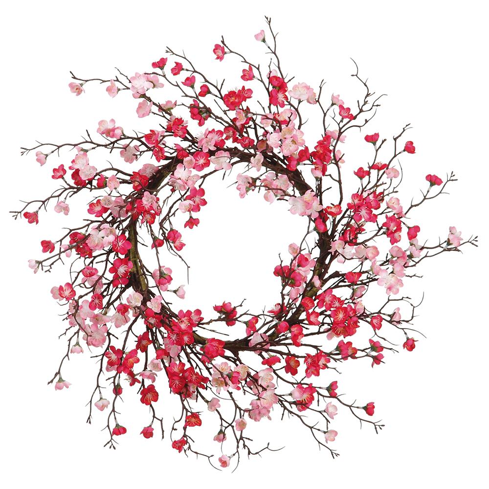 Wreath Cherry Blossom 24" Fuschia/Pink