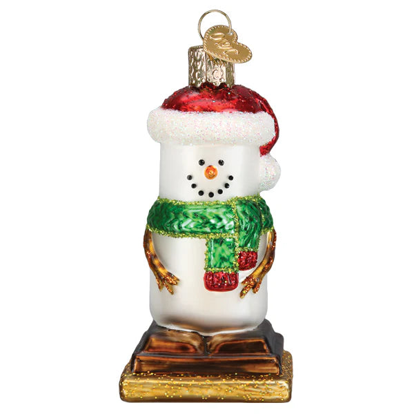 Old World Christmas Glass Blown Ornament S'Mores Snowman - Thumbnail 2