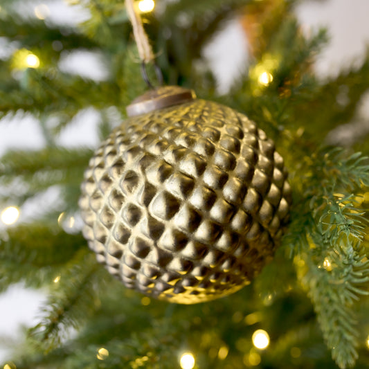 5" Matte Green Hobnail Glass Ornament