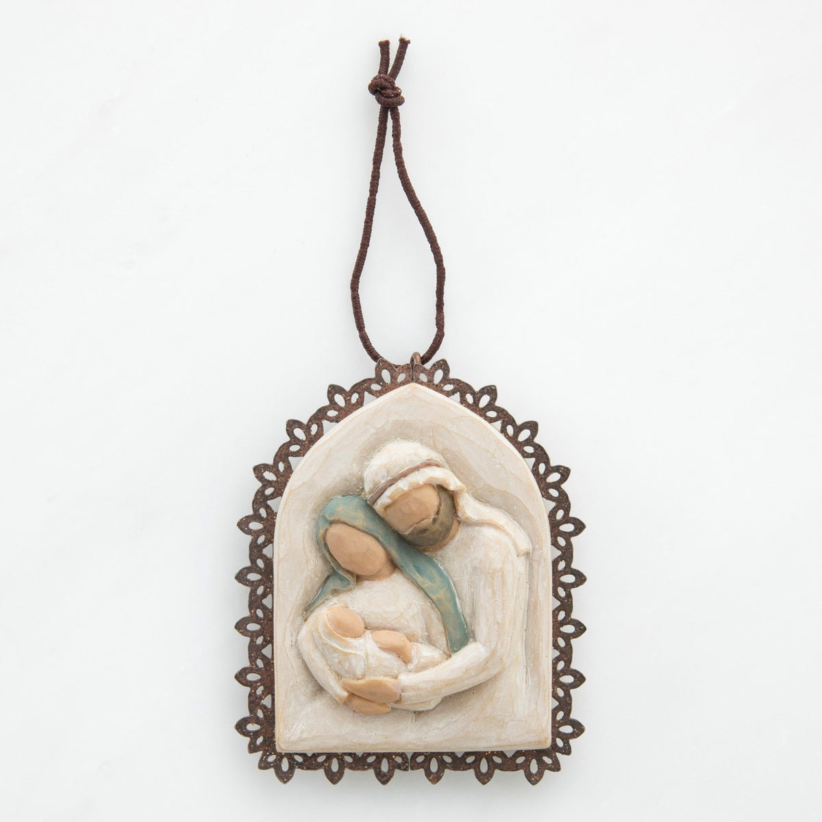 Holy Family Ornament with Metal Edge