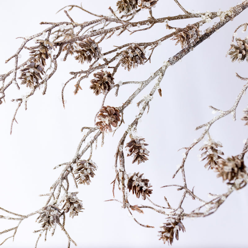 38" Natural Twig Pinecone Snow Branch