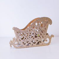 10" Glitter Champagne Sleigh Decor